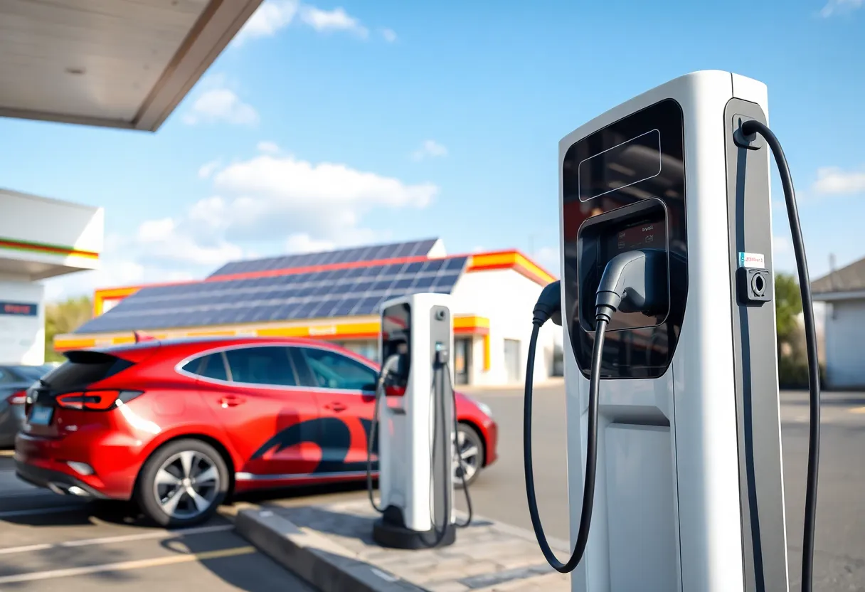 Electric vehicle fast charging station with multiple chargers