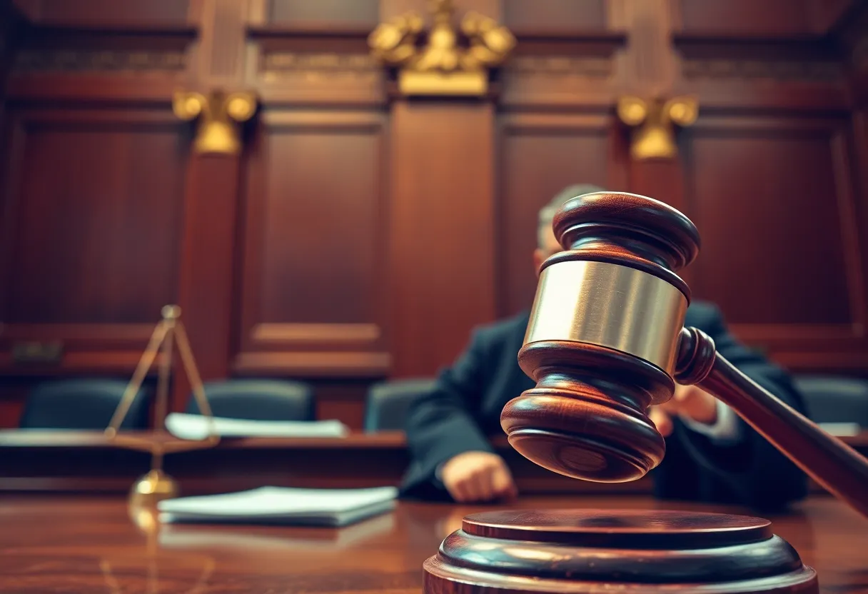 A judge making a ruling in a courtroom about climate disclosure laws