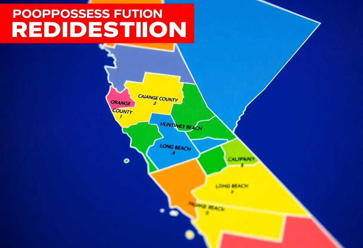 Map showing proposed congressional district changes in California