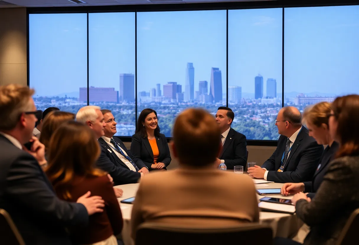 Business leaders discussing economic issues at the California Business Outlook event.
