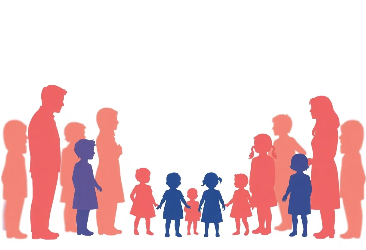 Illustration of adults ensuring safety for children