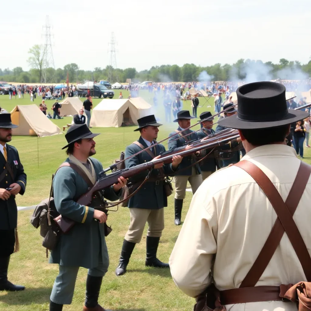 Civil War battle reenactment in Huntington Beach