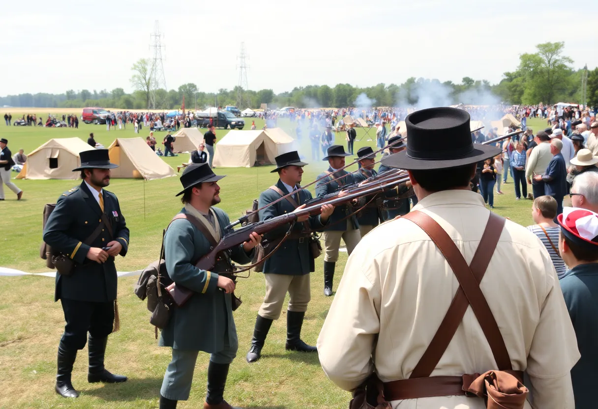 Civil War battle reenactment in Huntington Beach
