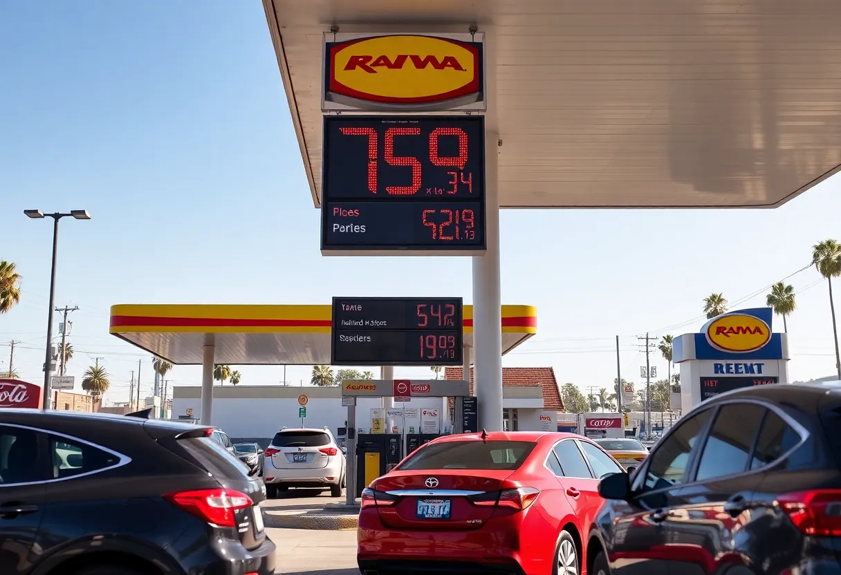 Gas prices at a station in Los Angeles