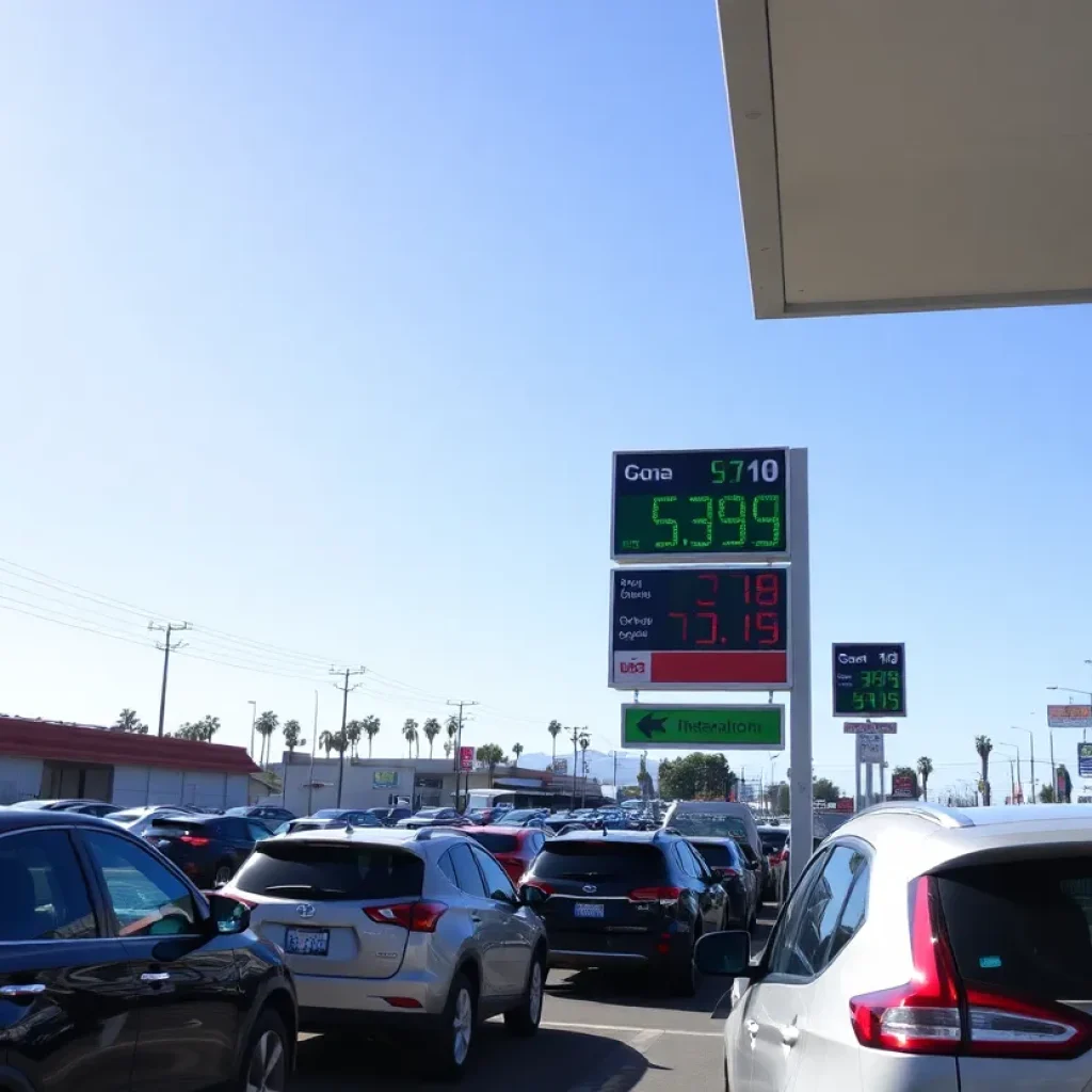 Gas station with updated prices in Los Angeles County