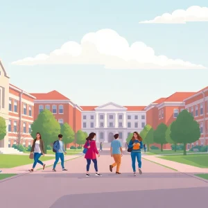 Students transferring between colleges symbolizing affordable education
