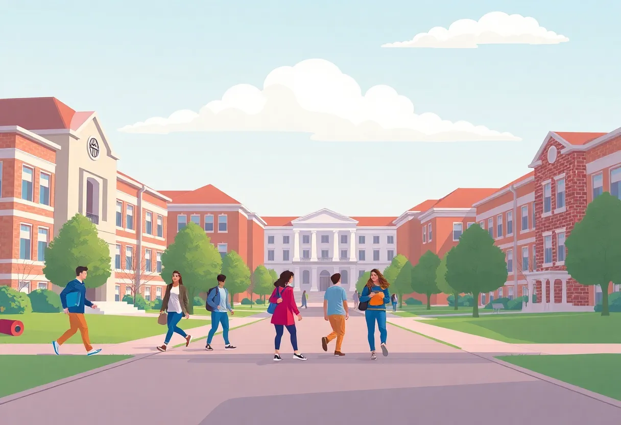 Students transferring between colleges symbolizing affordable education