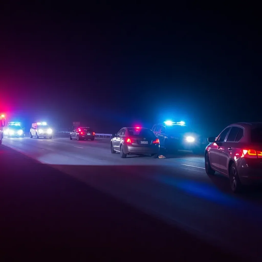 Police and emergency vehicles at the scene of a car accident in Huntington Beach