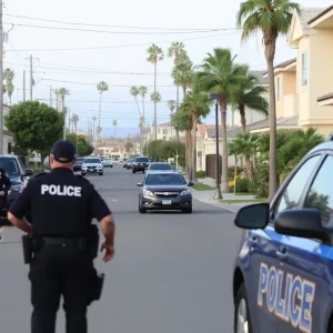 Police officers in a Huntington Beach neighborhood responding to gun violence incidents.