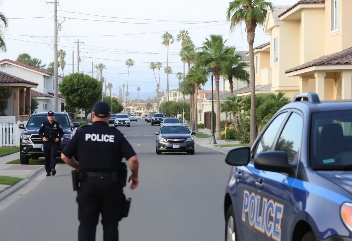 Police officers in a Huntington Beach neighborhood responding to gun violence incidents.