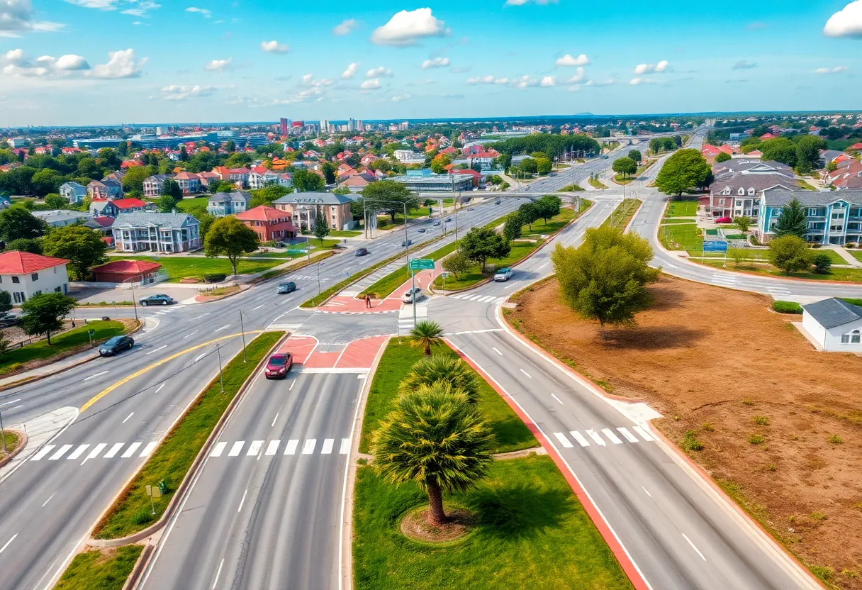 Visual representation of proposed infrastructure improvements in Orange County, including parks and roads.