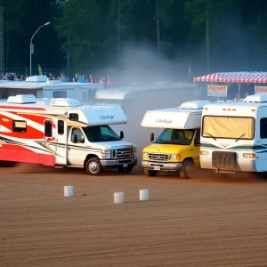Demolition derby featuring RVs at the Orange County Fair