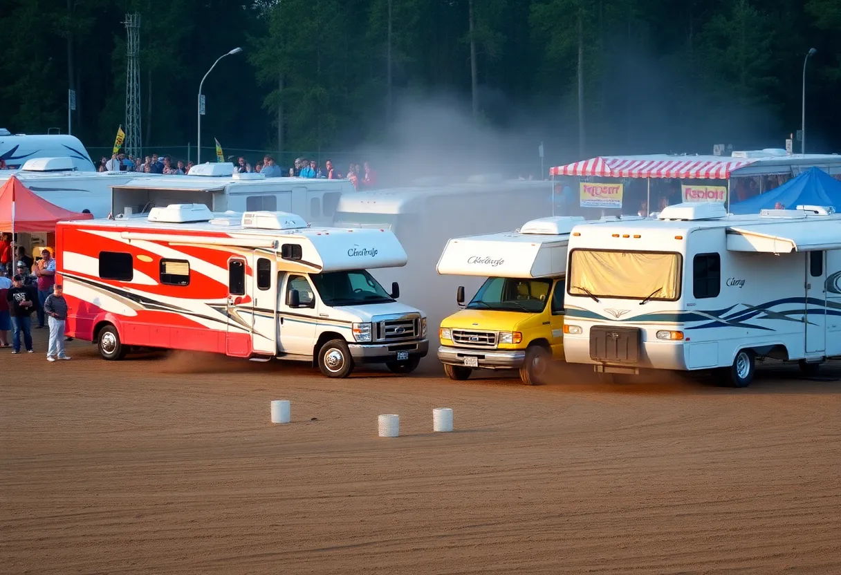 Demolition derby featuring RVs at the Orange County Fair