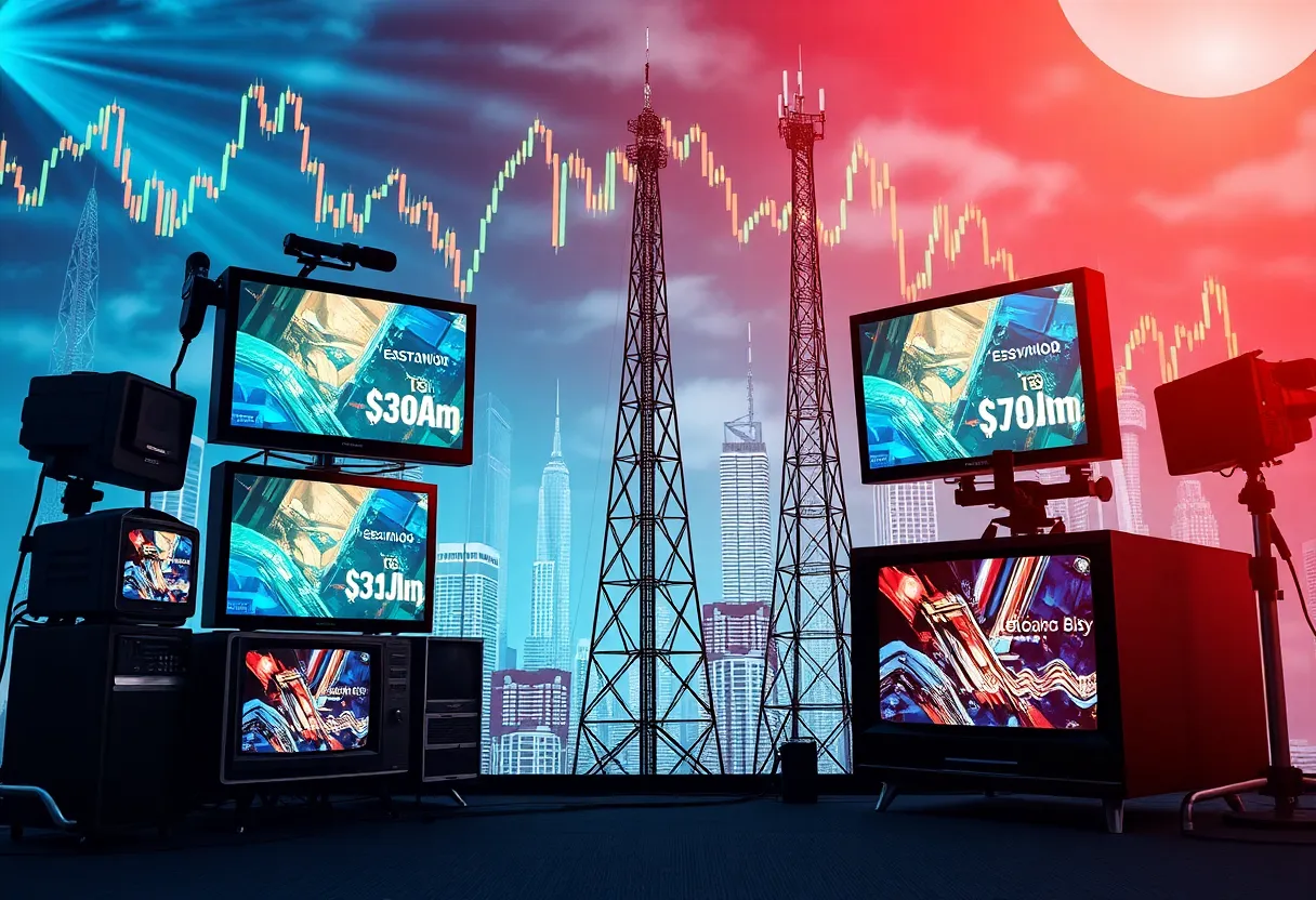 Conceptual illustration of the Nexstar Tegna merger in the broadcasting industry.