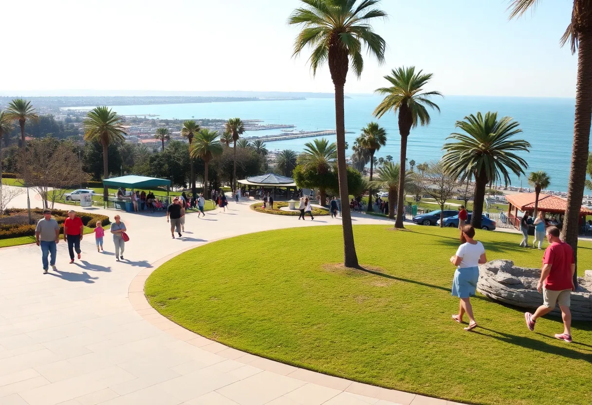 Vibrant community scene in Orange County with families and recreational spaces.