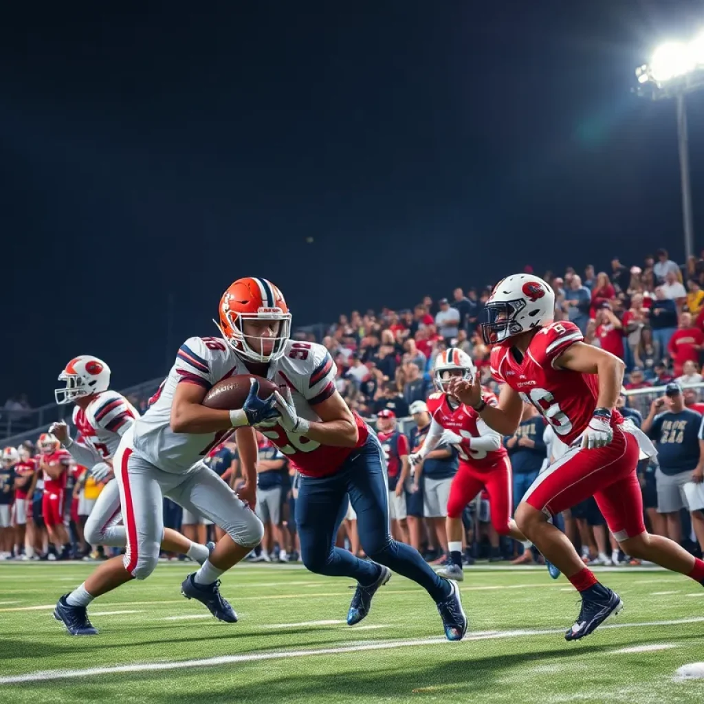 Players in action at an Orange County high school football game