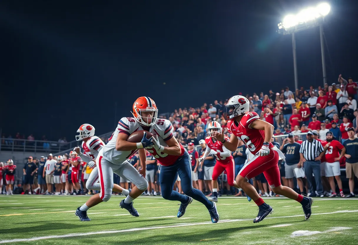 Players in action at an Orange County high school football game