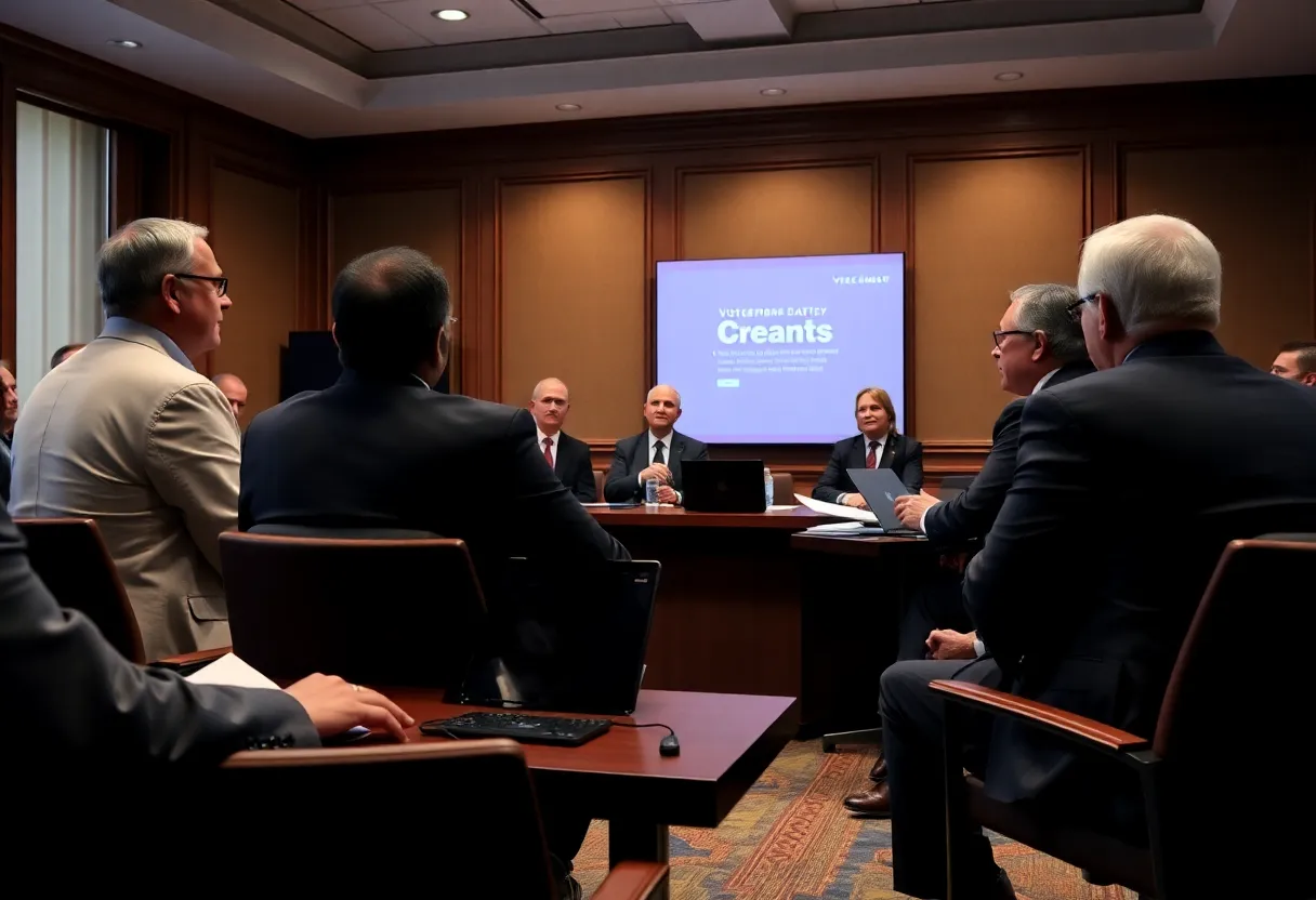 Political leaders discussing voter data privacy in Orange County