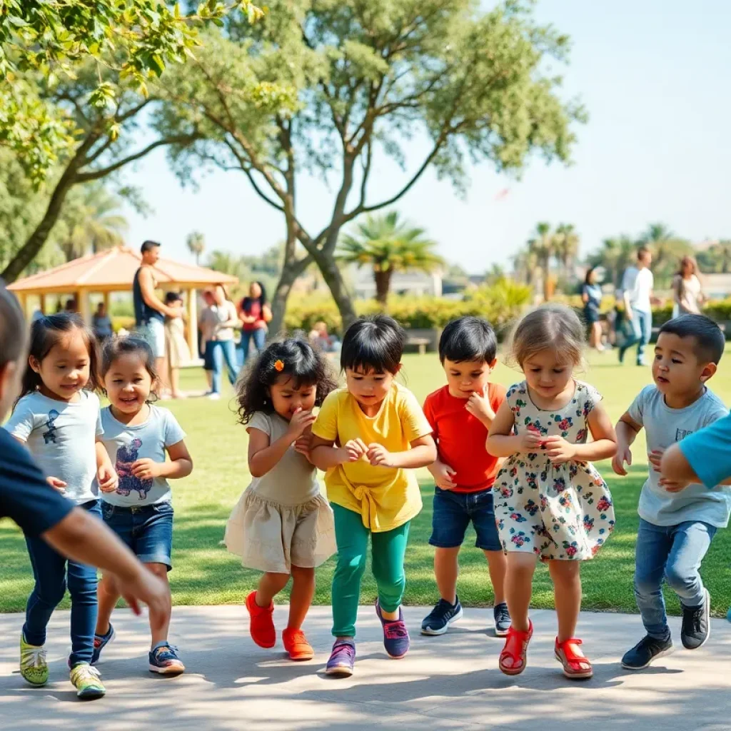 Children playing in a park in Orange County