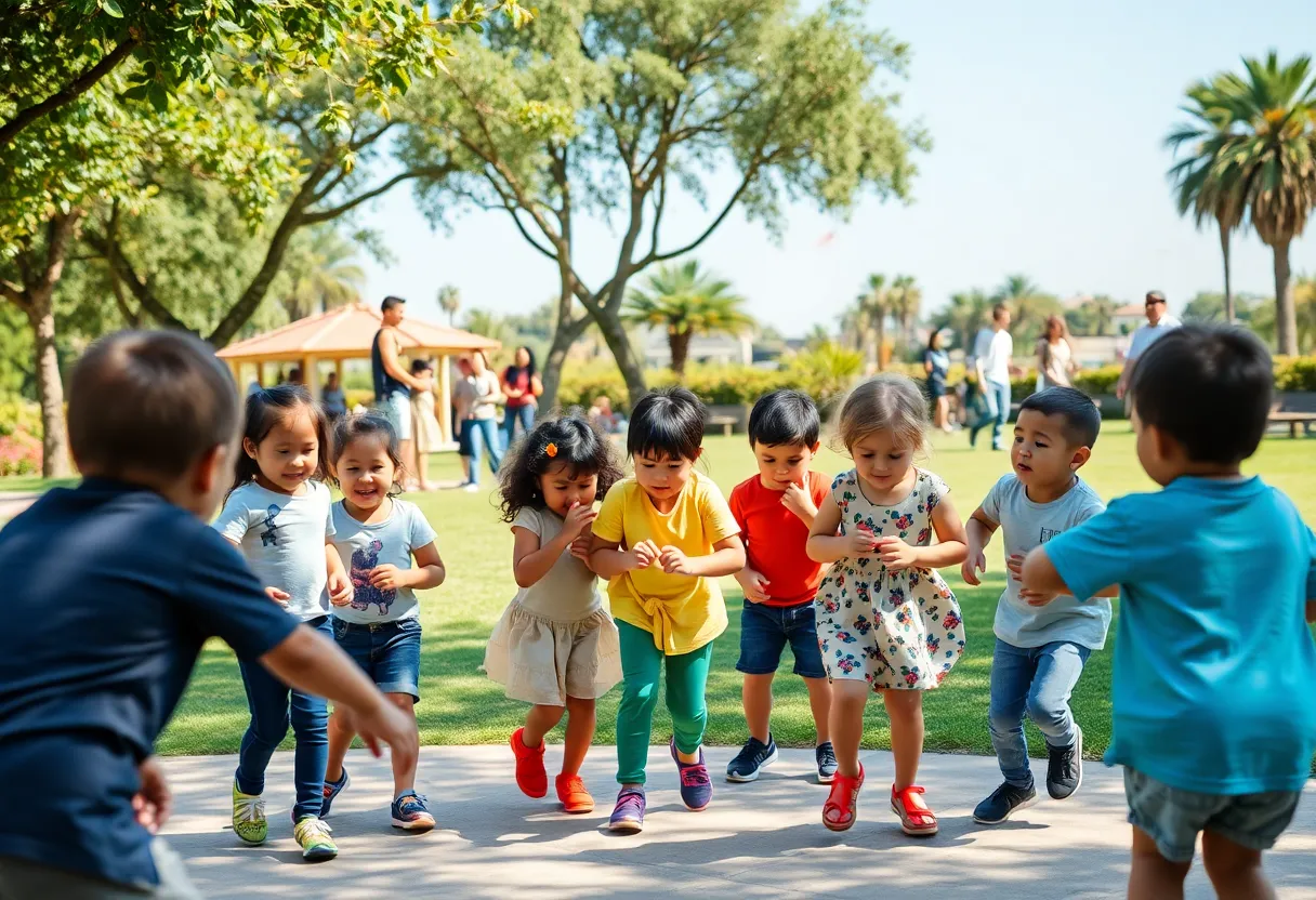Children playing in a park in Orange County