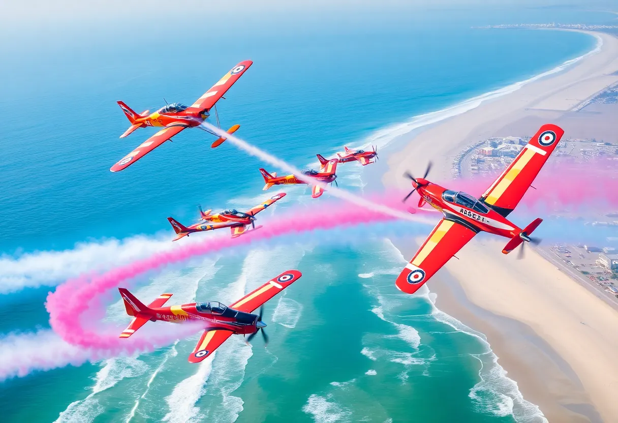 Aerial display during the Pacific Airshow over Huntington Beach