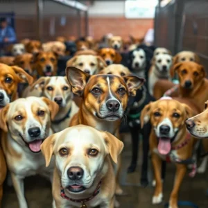 Dogs at an animal rescue shelter in Orange County