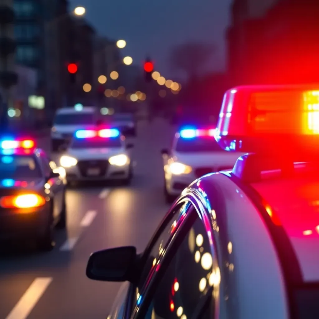 Police cars at a crime scene in Huntington Beach
