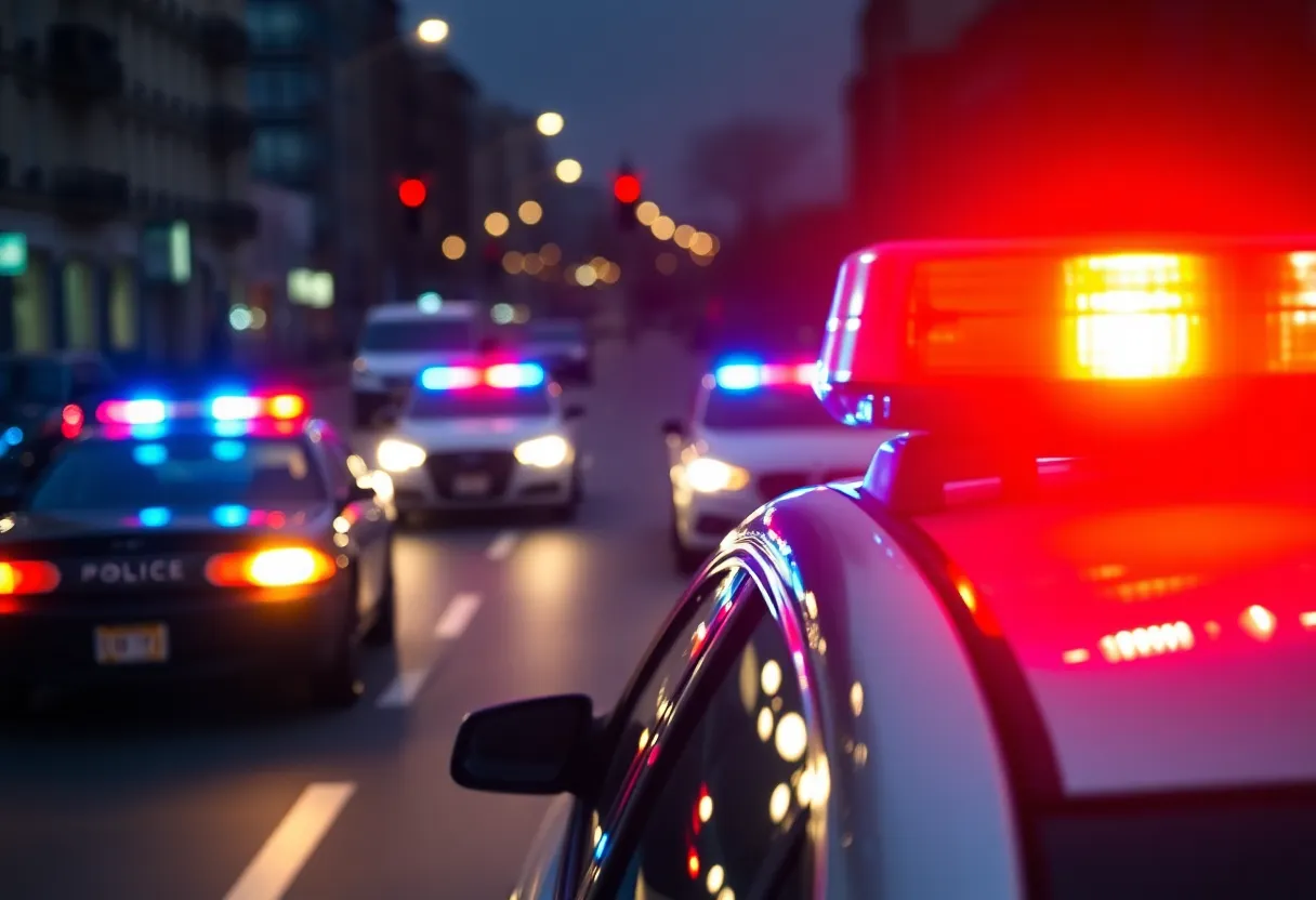 Police cars at a crime scene in Huntington Beach