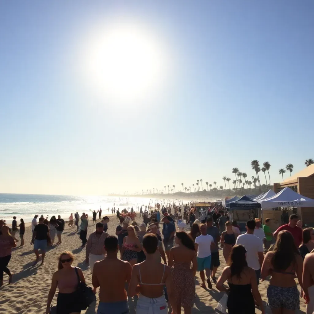 People enjoying summer festivities in Southern California
