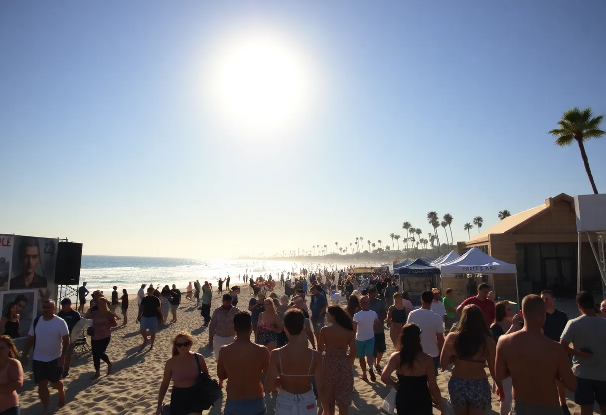 People enjoying summer festivities in Southern California