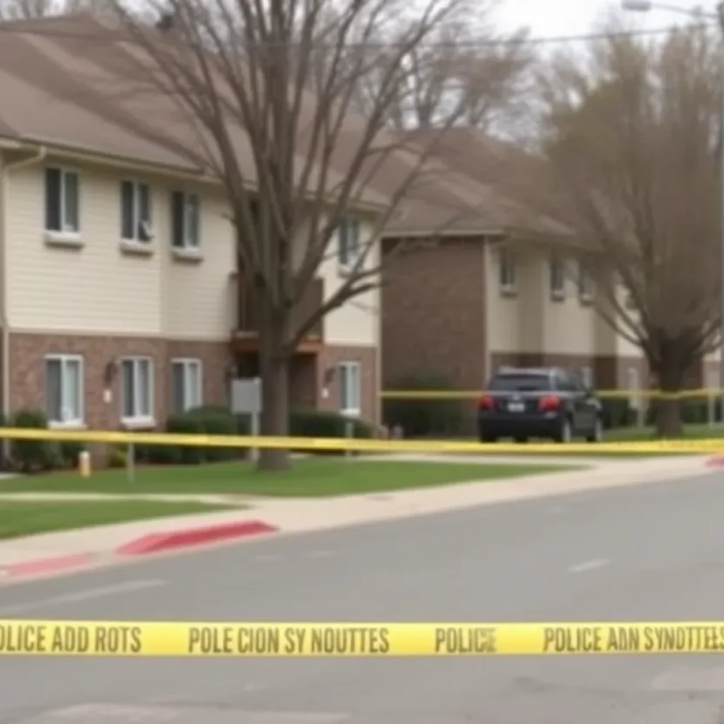 Suburban apartment complex with police presence