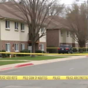 Suburban apartment complex with police presence
