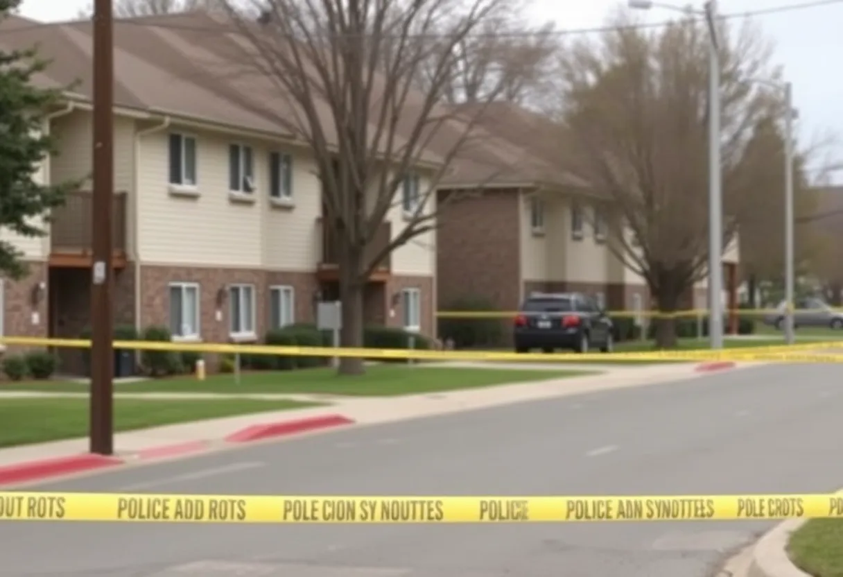 Suburban apartment complex with police presence
