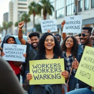 Rideshare drivers united in California advocating for their rights