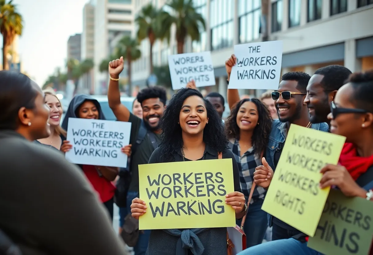 Rideshare drivers united in California advocating for their rights