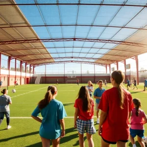 Athletic facility at Vanguard University with students participating in sports