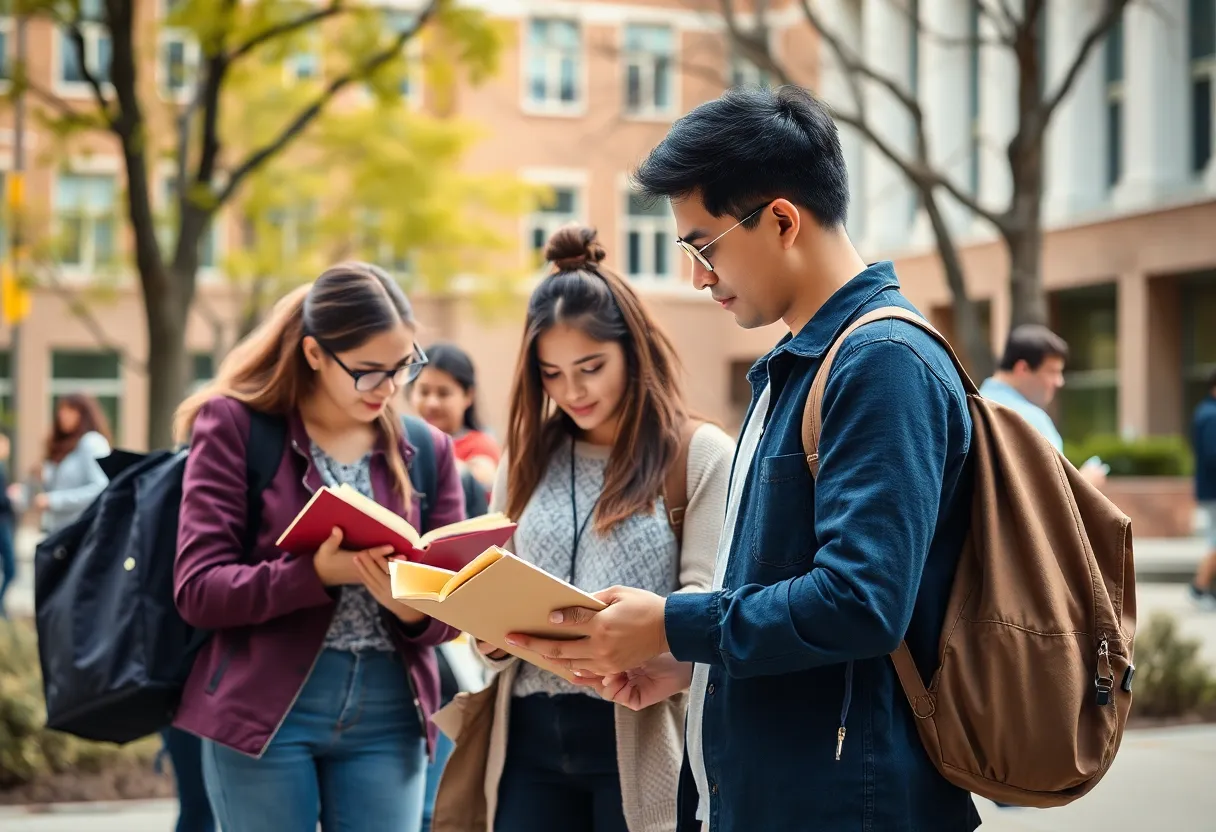 Students at Vanguard University collaborating and studying together
