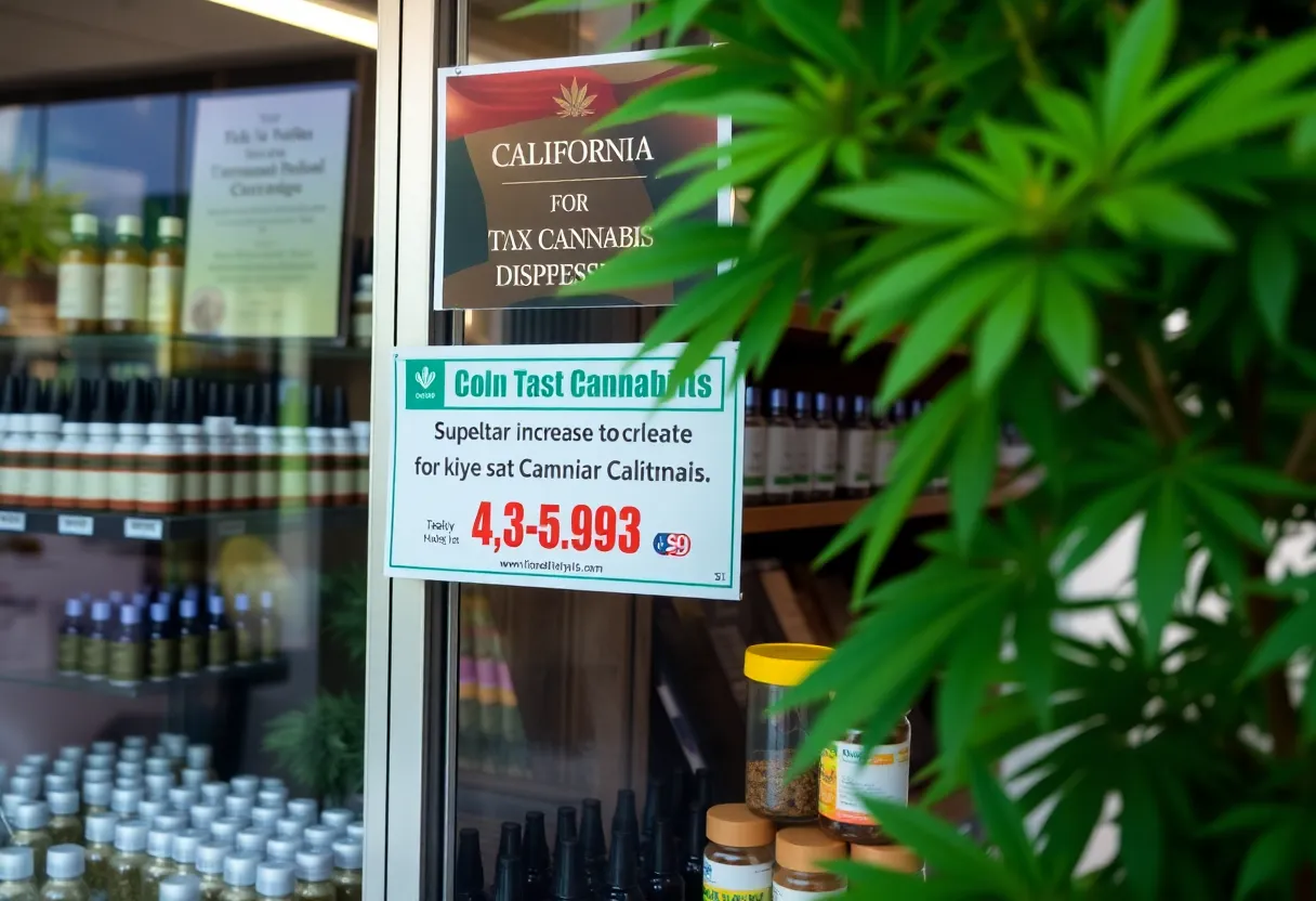 California cannabis dispensary during tax increase announcement
