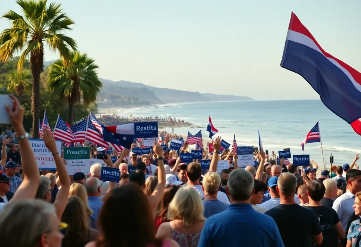 Crowd at a political festival in California