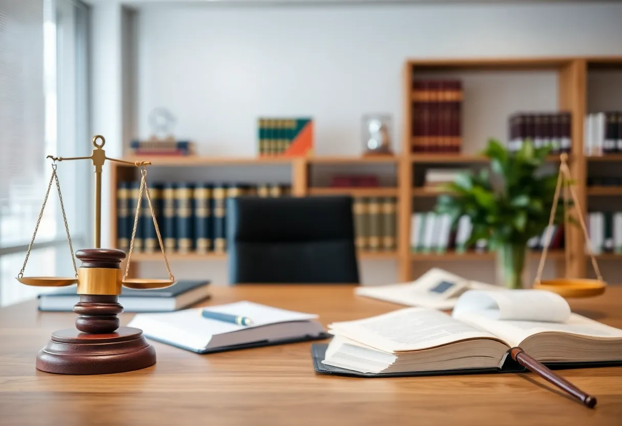 Office environment of the California State Bar showing legal resources.
