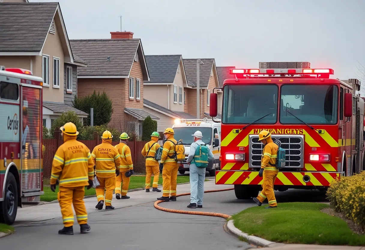 Firefighters responding to a chlorine gas leak in Newport Beach