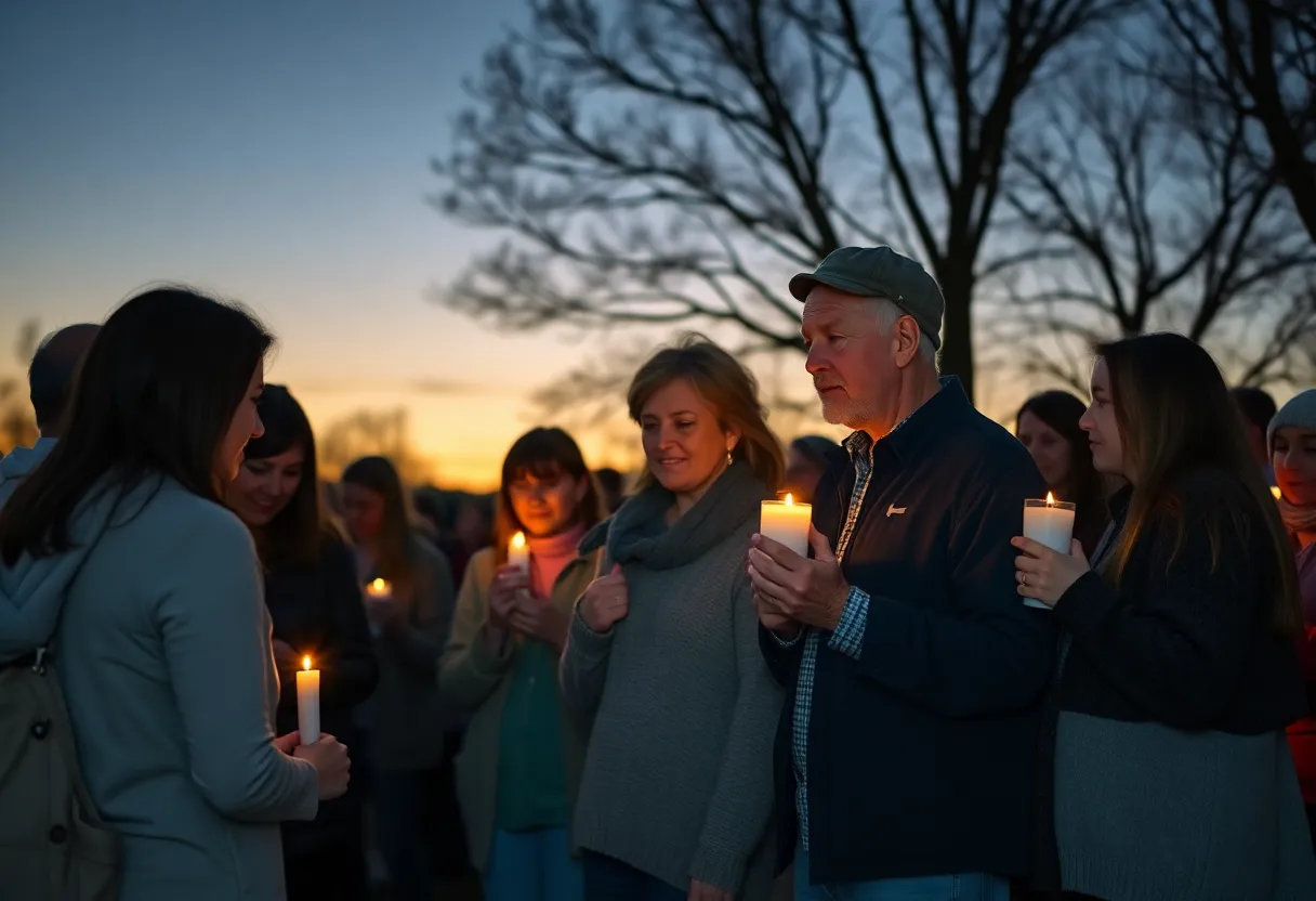 Community members gathering in remembrance of Joyce Alice Schoenegge