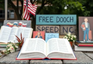 Artistic representation of a memorial celebrating free speech.