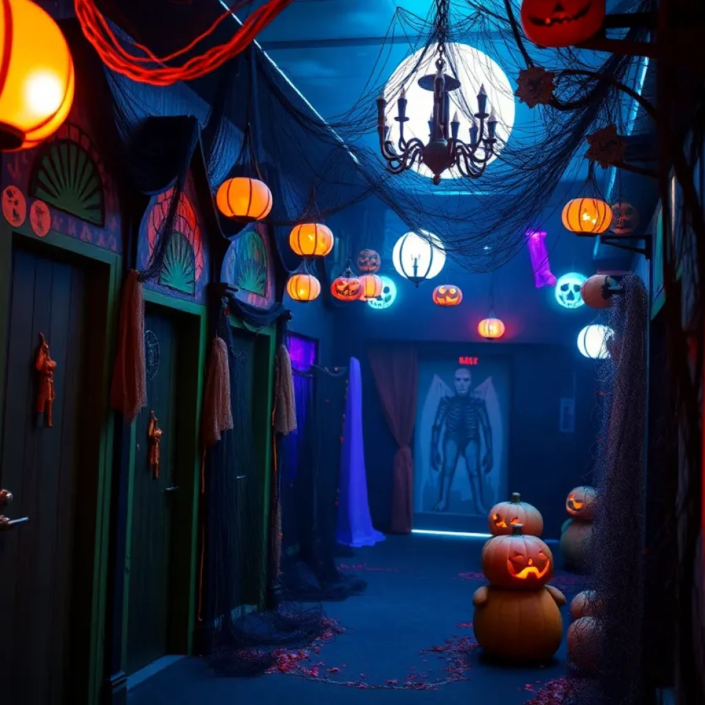 Dark Harbor Halloween event scenes with spooky mazes