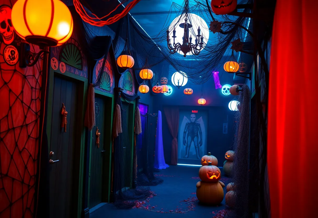 Dark Harbor Halloween event scenes with spooky mazes