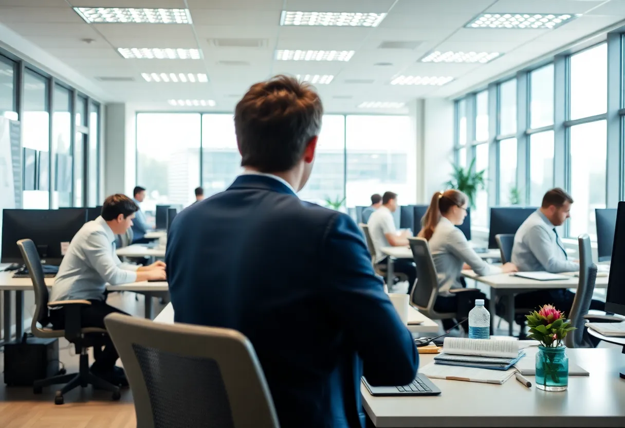 Employees working in an office setting