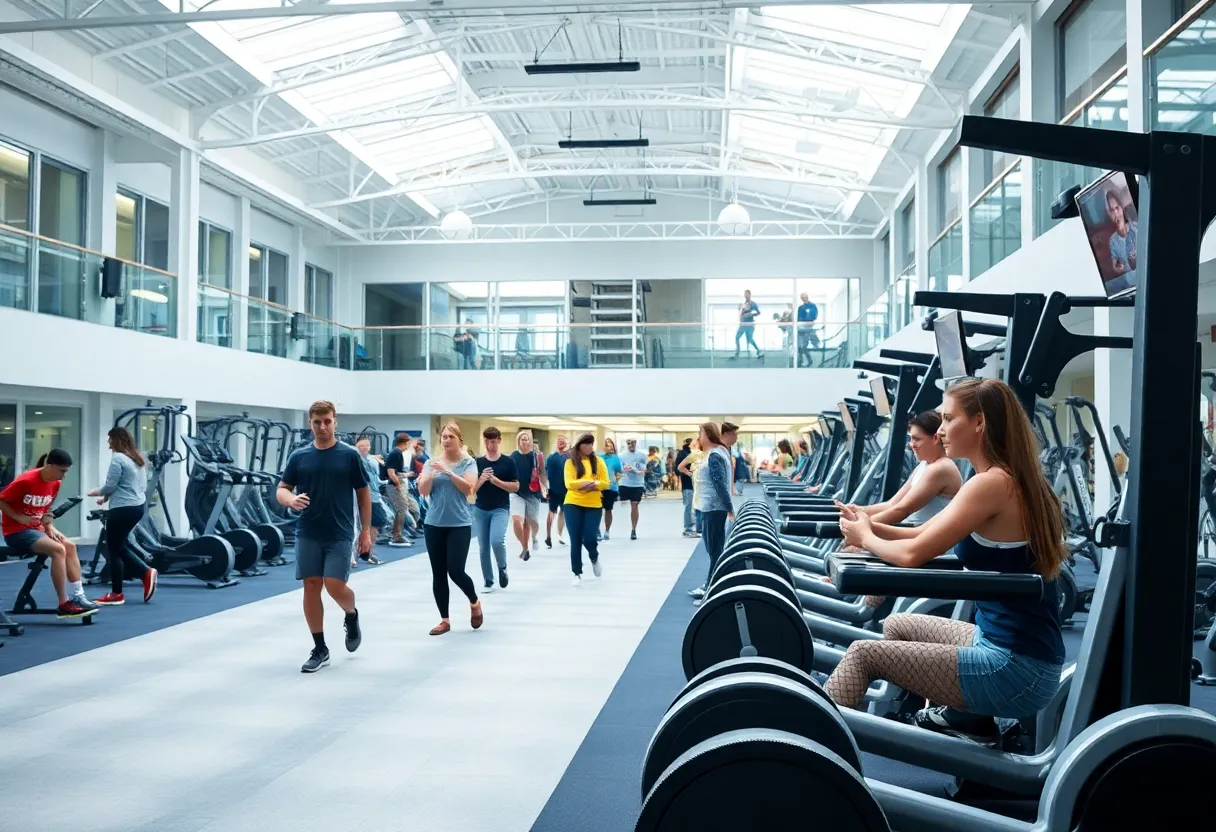 Interior view of the Freed Center showcasing athletic activities