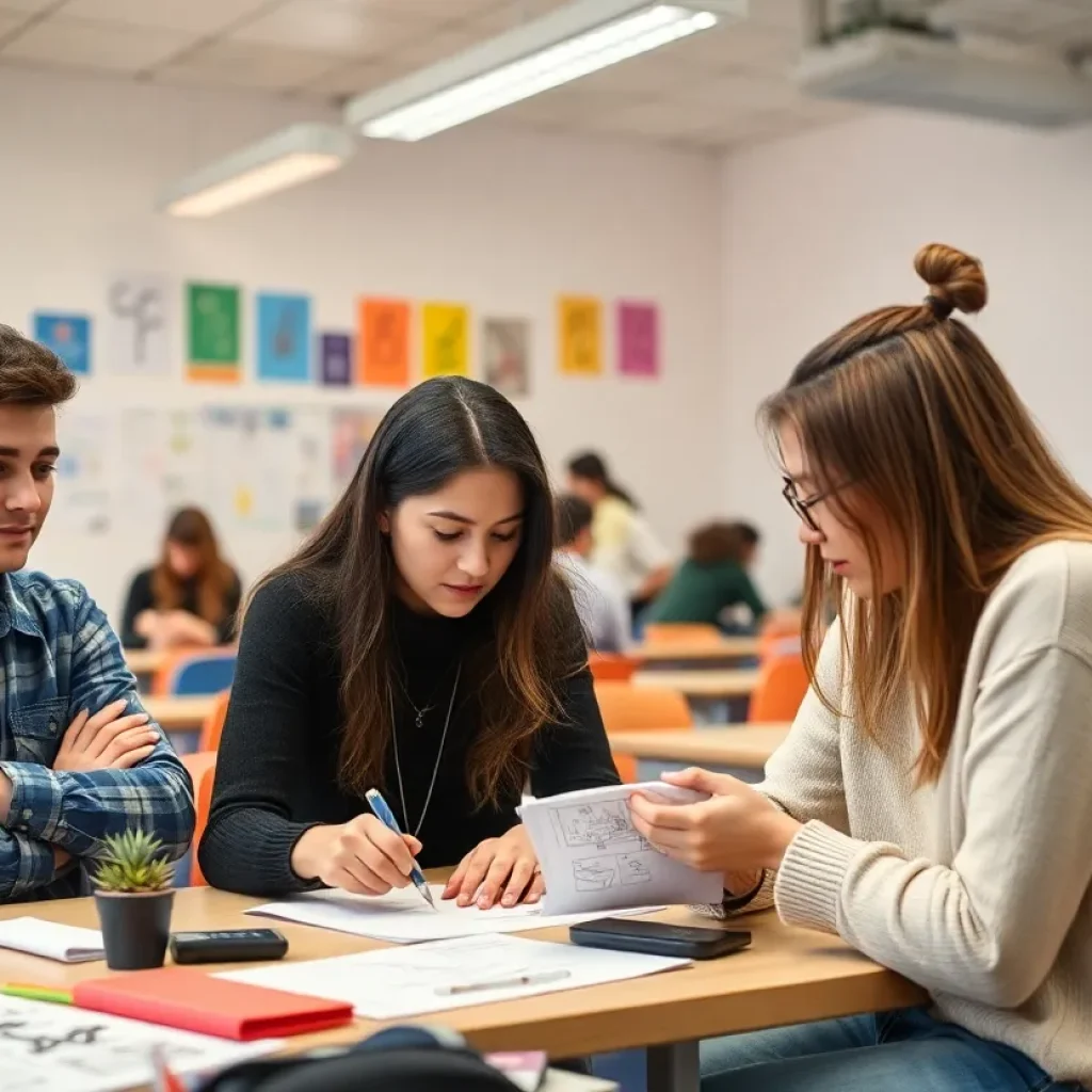 Students working on creative projects in the Huntington Beach High School Business and Design program.