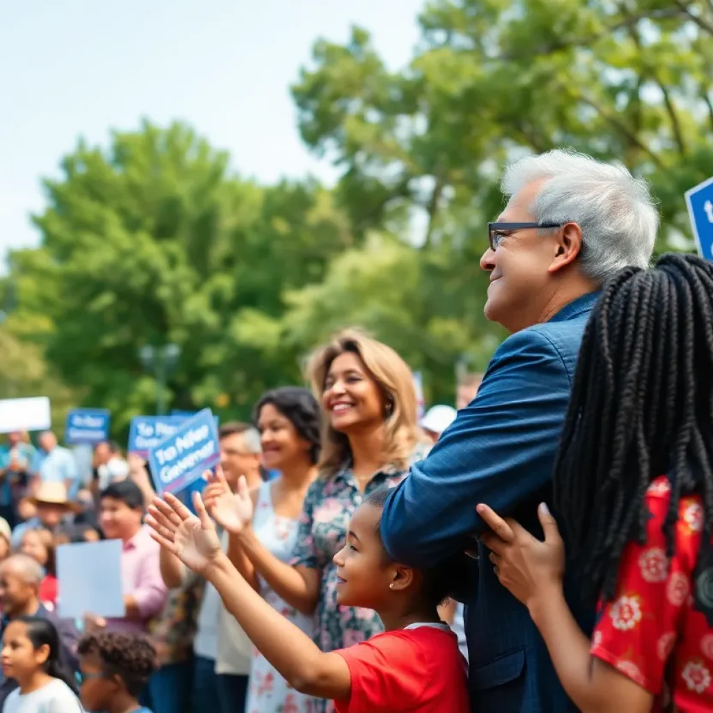 Community members gathered at a political rally in Huntington Beach