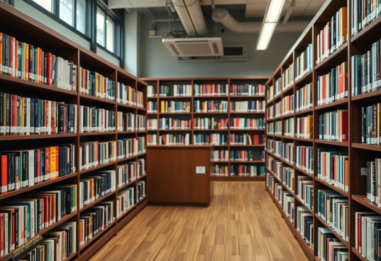 Interior of Huntington Beach Library with bookshelves